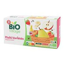 MARQUE REPÈRE, BIO VILLAGE Compotes Multi variétés Bio x12 1,08kg