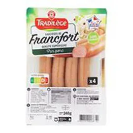 MARQUE REPÈRE, TRADILÈGE Saucisses Francfort x4 240g
