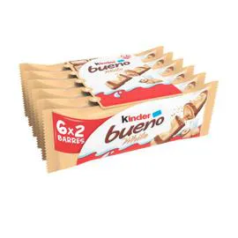 KINDER, BUENO WHITE Gaufrettes de chocolat blanc 6x2