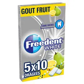 FREEDENT, WHITE Chewing-gum sans sucres goût Fruits 5x10