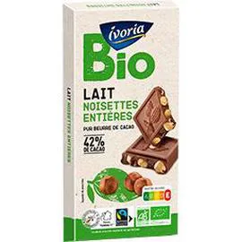 IVORIA BIO Chocolat lait noisettes entières BIO 200g