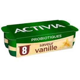 DANONE, ACTIVIA Yaourt vanille bifidus 8x125g
