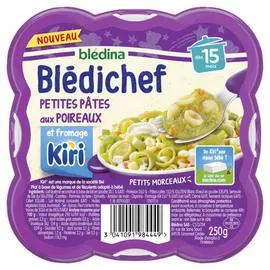 BLÉDINA Blédichef Petites Pâtes aux Poireaux et fromage Kiri dès 15 mois 250g