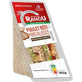 MONIQUE RANOU Sandwich poulet rôti mayo allégée pain de mie complet 145g