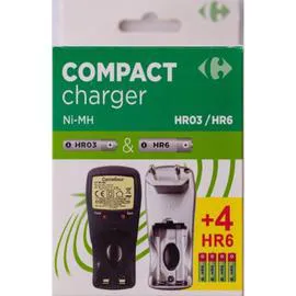 CARREFOUR Chargeur compact HR6/HR03 + 4 piles HR6 l'unité