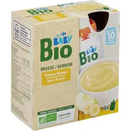 CARREFOUR BABY BIO Dessert bébé pomme banane 10 mois 4x85g