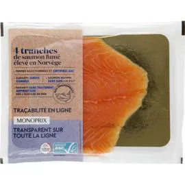 MONOPRIX Saumon Fumé élevé en Norvège 140g