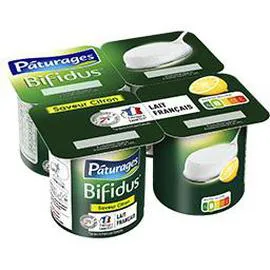 PÂTURAGES Lait fermenté Bifidus saveur citron 4x125g