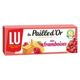 LU, PAILLE D'OR Biscuits gaufrettes fourrées aux framboises 170g