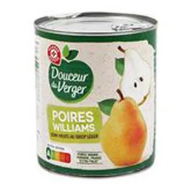 MARQUE REPÈRE, DOUCEUR DU VERGER Fruits au sirop Douceur Verger Poires williams 455g