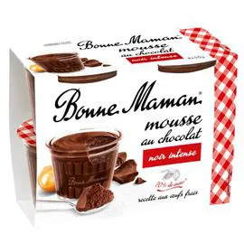 BONNE MAMAN Mousse au chocolat noir intense aux Oeufs frais 4x50g