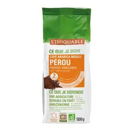 ÉTHIQUABLE Café moulu pur arabica Perou Bio 500g