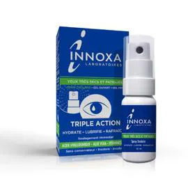 INNOXA Spray Oculaire Triple Action Hydrate Lubrifie Rafraîchit Pour Yeux Très Secs Et Fatiguées À L'Acide Hyaluronique Aloe Vera Et Vitamines 10ml