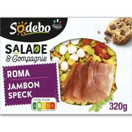 SODEBO Salade Roma pâtes jambon speck crudités mozzarella 320g