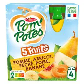 MATERNE, POM'POTES Compote pomme tropical sans sucres ajoutés 4x90g