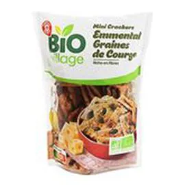 MARQUE REPÈRE, BIO VILLAGE Mini crackers Bio Fromage/courges 110g