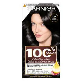 GARNIER, 100% COLOR Coloration Cheveux Permanente 1.0 Le Noir Intense l'unité