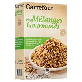 CARREFOUR Mélange céréales pois, lentilles, soja, épeautre 2x200g