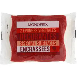 MONOPRIX Éponges végétales récurantes pour surfaces encrassées x2