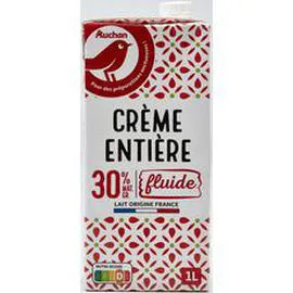 AUCHAN Crème fluide entière 30% MG UHT 1l