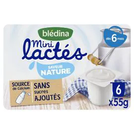 BLÉDINA Dessert lacté bébé dès 6 mois nature Mini Lactés 6x55g