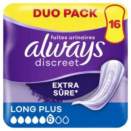 ALWAYS DISCREET Serviettes Pour Fuites Urinaires Long x16