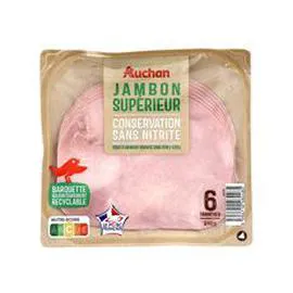 AUCHAN Jambon supérieur conservation sans nitrite 240g
