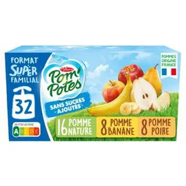 MATERNE, POM'POTES Compotes pomme, pomme poire, pomme banane 32x90g