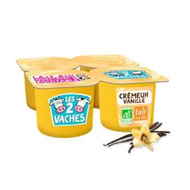 LES 2 VACHES Crème dessert vanille Bio 4x95g