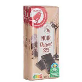 AUCHAN Tablette de chocolat noir dessert 52% 3x200g