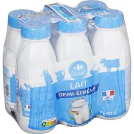 CARREFOUR CLASSIC' Lait demi-écrémé 6x50cl