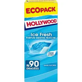 HOLLYWOOD Chewing-gum Ice fresh sans sucres menthe fraîche - x90 128g