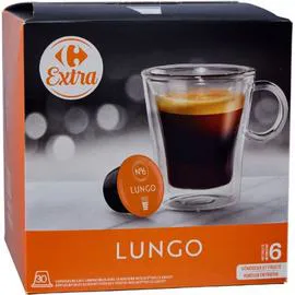 CARREFOUR EXTRA Café capsules Lungo 30x6,5g