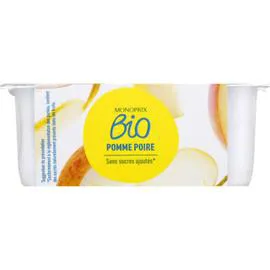 MONOPRIX BIO Compote pomme poire sans sucres ajoutés bio 380g