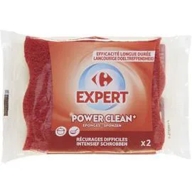 CARREFOUR EXPERT Eponge à récurer récurages difficiles x2