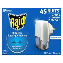 RAID Sc Johnson Raid Diffuseur Electrique Liquide Moustiques & Moustiques Tigres 45 Nuits l'unité