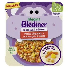 BLÉDINA, BLÉDÎNER Plat bébé dès 15 mois morceaux de légumes à la provençale pâtes 200g