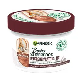 GARNIER Crème Corps Beurre de Cacao Et Céramide Réparateur Hydratant Peaux très sèches Body Superfood 380ml