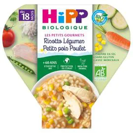 HIPP BIOLOGIQUE Plat bébé dès 18 mois risotto légumes petits pois poulet Bio 260g
