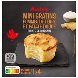 AUCHAN Mini gratin pomme de terre patate douce crème fraîche et muscade 480g