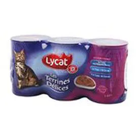 MARQUE REPÈRE, LYCAT Terrines pour chats Poissons 3x400g