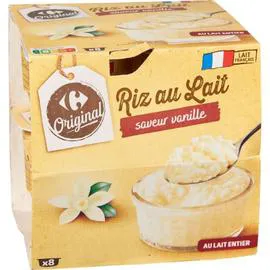CARREFOUR ORIGINAL Riz au lait saveur vanille 8x115g