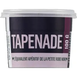MONOPRIX Tapenade, préparation à base d'olives noires, de câpres, d'anchois et d'huile d'olive 100g