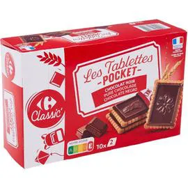 CARREFOUR CLASSIC' Biscuits tablette chocolat noir 250g