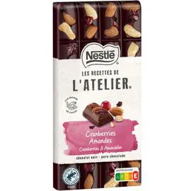 NESTLÉ, LES RECETTES DE L'ATELIER Chocolat noir cranberries amandes 170g