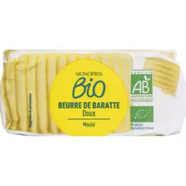 MONOPRIX BIO Beurre de baratte doux moulé bio 250g