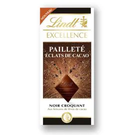 LINDT, EXCELLENCE Tablette de chocolat noir éclat de fèves de cacao 100g