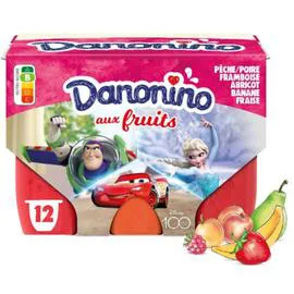 DANONE, DANONINO Petits suisses aux fruits fraise banane abricot framboise pêche/poire 12x50g
