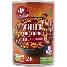CARREFOUR SENSATION Plat cuisiné Chili con Carne boeuf 410g