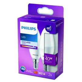 PHILIPS Ampoule LED E14 Flamme Blanc-froid 40W x2 x2